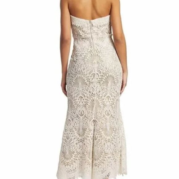 Badgley Mischka Collection Ivory Lace Midi Bustier - Size 2 - Picture 2 of 8
